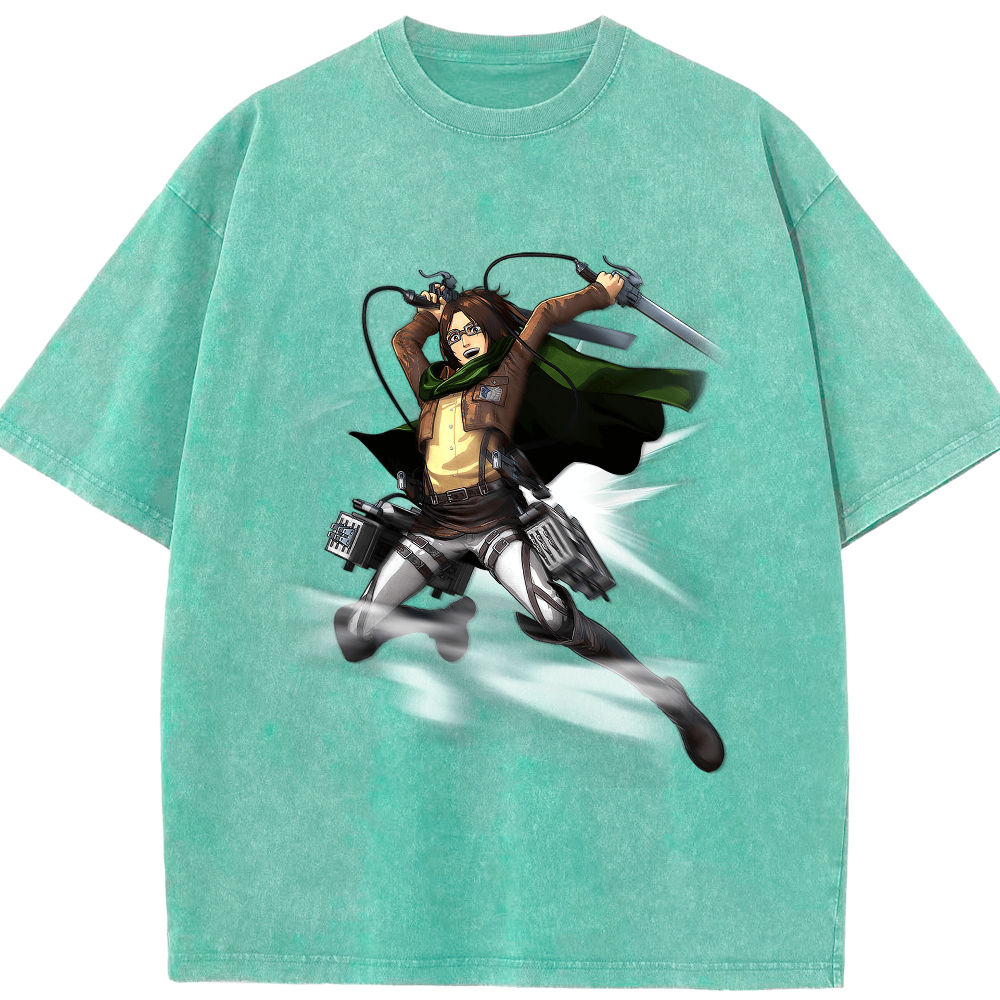 （画像用） 進撃の巨人 ハンジ·ゾエ Attack on Titan Hanji Zoe 綿100% ヴィンテージ風 半袖Tシャツ（フロントプリント）